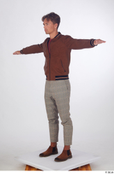 Whole Body Man T poses White Casual Trousers Jacket Athletic Standing Studio photo references